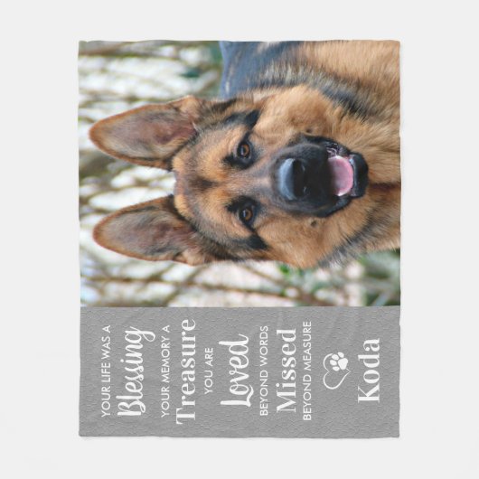 犬パーソナライズされたペット記念詩 フリースブランケット (正面)