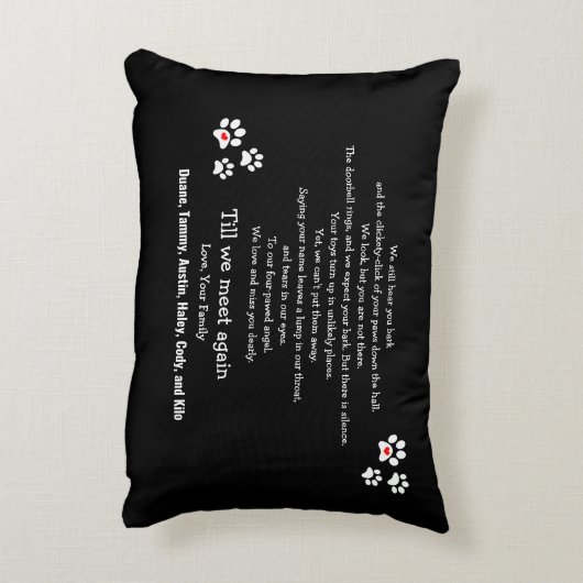 犬パーソナライズされたメモリアルのペット損失 アクセントクッション (裏面(縦))