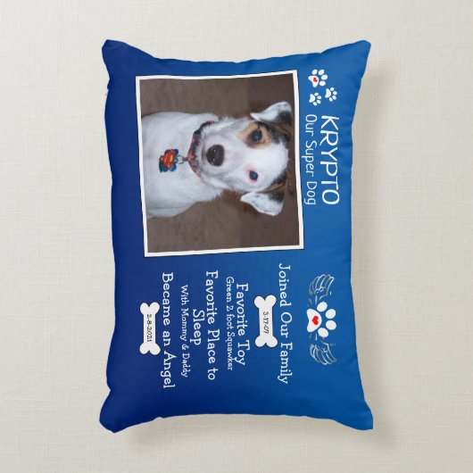 犬パーソナライズされたメモリアルのペット損失 アクセントクッション (正面(垂直))
