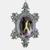 犬パーソナライズされたメモリアルレインボーブリッジ スノーフレークピューターオーナメント (左)