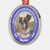 犬パーソナライズされたメモリアル青いポープリント メタルオーナメント (左)