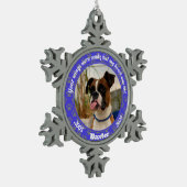 犬パーソナライズされたメモリアル青い前刷 スノーフレークピューターオーナメント (左)