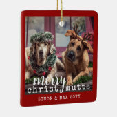 犬パーソナライズされた写真かわいい赤クリスマス セラミックオーナメント (右)