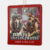犬パーソナライズされた写真かわいい赤クリスマス セラミックオーナメント (左)
