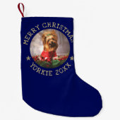 犬パーソナライズされた写真メリークリスマスかわいいペット スモールクリスマスストッキング (正面)