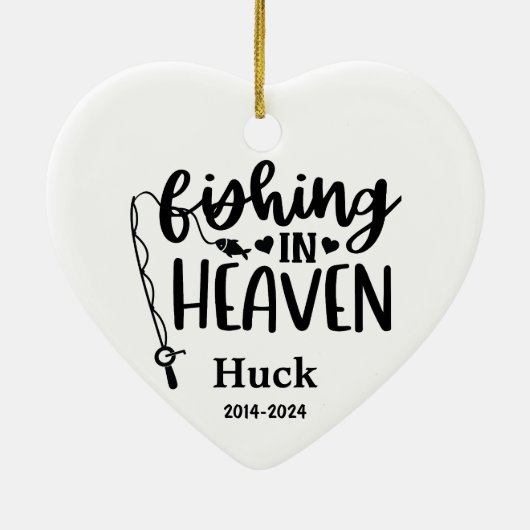 犬パーソナライズされた写真記念魚釣りin天国 セラミックオーナメント (裏面)