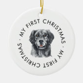 犬パーソナライズされた名の取得初めてのクリスマス セラミックオーナメント (正面)