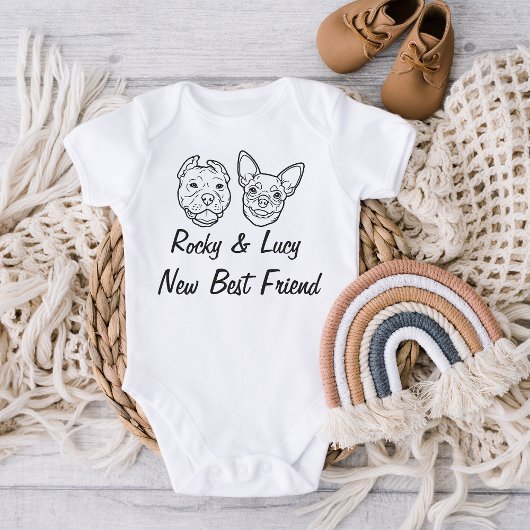 犬パーソナライズされた名の新しい最高の友人生まれたばかりの ベビーボディスーツ