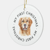 犬パーソナライズされた名ゴールデンマイ初めてのクリスマス セラミックオーナメント (左)