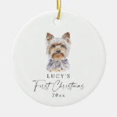 犬パーソナライズされた名ヨークシャーテリアマイ初めてのクリスマス セラミックオーナメント (正面)