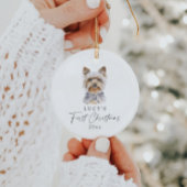 犬パーソナライズされた名ヨークシャーテリアマイ初めてのクリスマス セラミックオーナメント