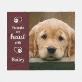 犬パーソナライズされた恋人のカスタムペット写真 フリースブランケット (正面(横))