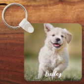 犬パーソナライズされた恋人カスタムのモダンペット写真 キーホルダー (正面)