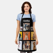 犬パーソナライズされた恋人フォトコラージュ名 エプロン (着用した状態)