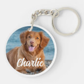 犬パーソナライズされた恋人2枚フォトペットキープサケ キーホルダー (裏面)