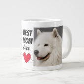 犬パーソナライズされた最高のの母の写真と文字 ジャンボコーヒーマグカップ (正面右)