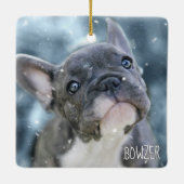 犬パーソナライズされた最高のや子犬の写真名の写真 セラミックオーナメント (裏面)