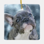 犬パーソナライズされた最高のや子犬の写真名の写真 セラミックオーナメント (正面)