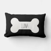 犬パーソナライズされた枕、犬の骨の枕、黒Lu ランバークッション (正面)