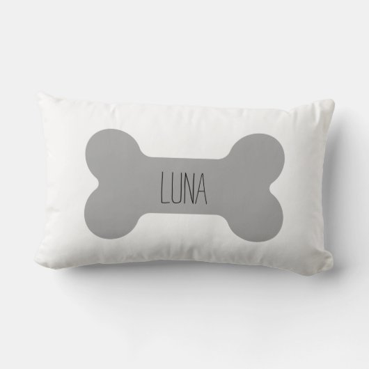 犬パーソナライズされた枕、犬の骨枕、白 ランバークッション (裏面)