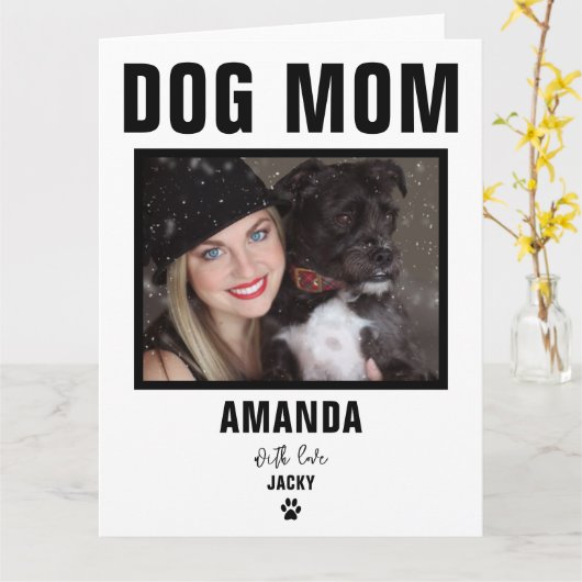 犬パーソナライズされた母のカスタム写真カード カード (黄色い花)