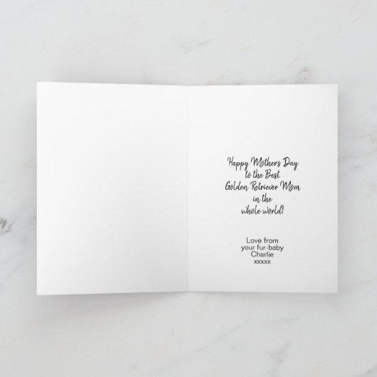 犬パーソナライズされた母ゴールデンレトリバー母の日 シーズンカード (内部)