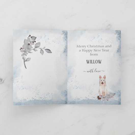 犬パーソナライズされた母ベルギーレキノワ・クリスマス シーズンカード (内部)