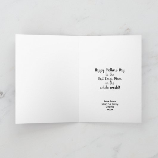 犬パーソナライズされた母ペットコーギ母の日 シーズンカード (内部)