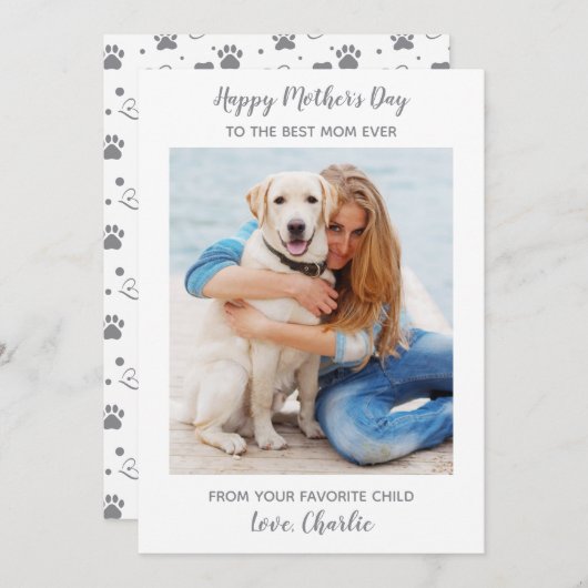 犬パーソナライズされた母ペット写真母の日 シーズンカード (正面/裏面)