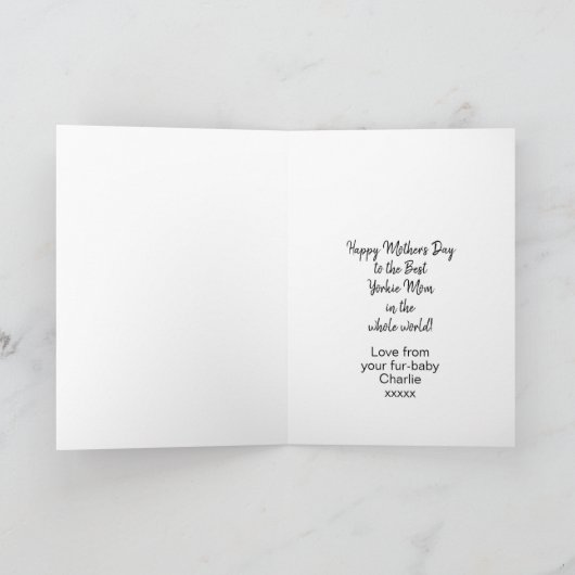 犬パーソナライズされた母ヨークシャーテリアマザーズ シーズンカード (内部)