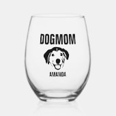 犬パーソナライズされた母名前をカスタムする ステムなしワイングラス (正面)