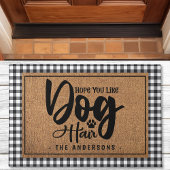 犬パーソナライズされた毛のバッファローのプレイドが好き ドアマット