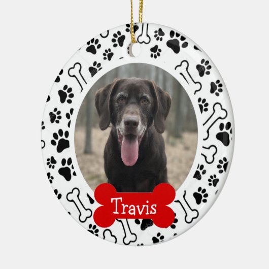 犬パーソナライズされた犬のペット写真 セラミックオーナメント (左)