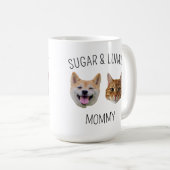 犬パーソナライズされた猫顔マグカップ、ママのためのマグギフト コーヒーマグカップ (正面右)