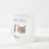 犬パーソナライズされた猫顔マグカップ、ママのためのマグギフト フロストグラスマグカップ (正面左)