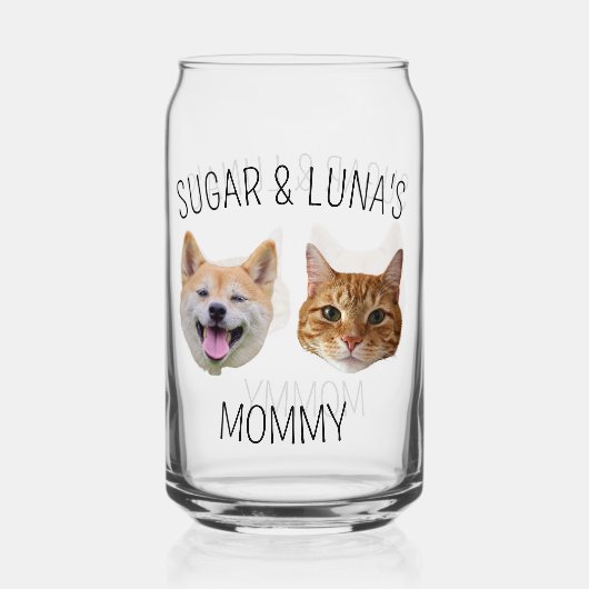 犬パーソナライズされた猫顔写真かわいい母へのプレゼント ガラス缶 (正面)