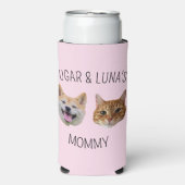 犬パーソナライズされた猫顔写真かわいい母へのプレゼント スリム缶クーラー (Seltzer正面)