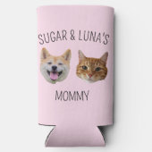 犬パーソナライズされた猫顔写真かわいい母へのプレゼント スリム缶クーラー (裏面)