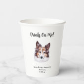 犬パーソナライズされた結婚の 紙コップ (裏面)