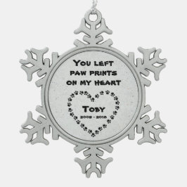 犬パーソナライズされた記念碑 スノーフレークピューターオーナメント