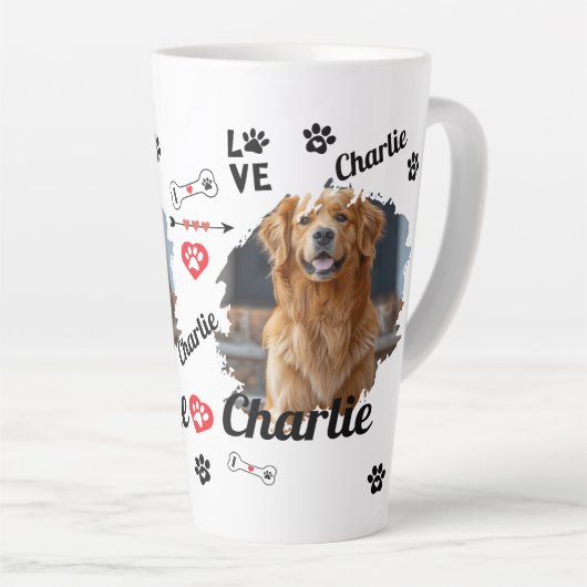 犬パーソナライズされた記念碑 | ペットのマグカップ カフェラテマグ (右アングル)