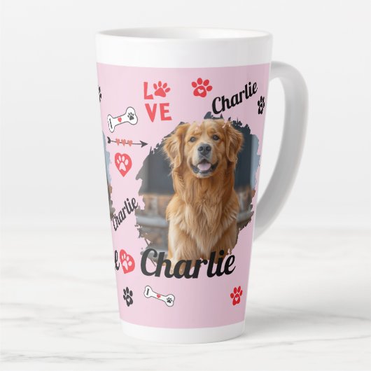 犬パーソナライズされた記念碑 | ペットのマグカップ カフェラテマグ (右アングル)
