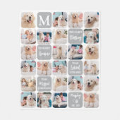 犬パーソナライズされた記念24カラフル枚ペット写真 フリースブランケット (正面)
