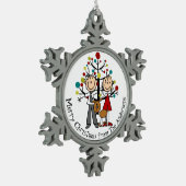 犬パーソナライズされた雪片オーナメント付きカップル スノーフレークピューターオーナメント (左)