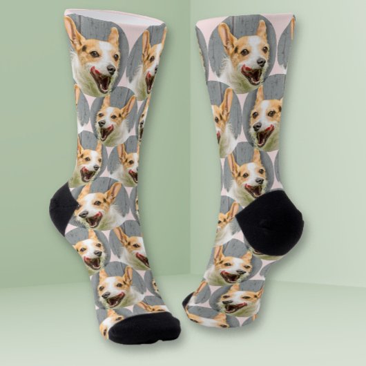 犬パーソナライズされた顔写真赤面ピンクかわいいペット ソックス