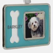犬パーソナライズされた骨のペット写真 シルバープレートフレームオーナメント (右)