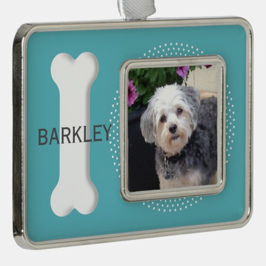 犬パーソナライズされた骨のペット写真 シルバープレートフレームオーナメント (右)