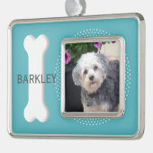 犬パーソナライズされた骨のペット写真 シルバープレートフレームオーナメント (左)
