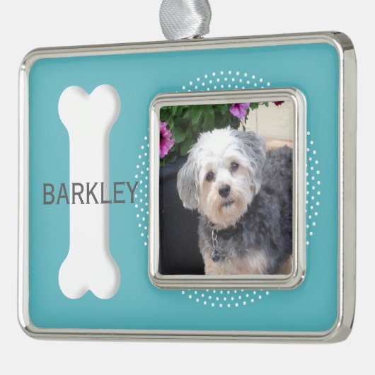 犬パーソナライズされた骨のペット写真 シルバープレートフレームオーナメント (左)