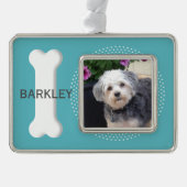 犬パーソナライズされた骨のペット写真 シルバープレートフレームオーナメント (正面)